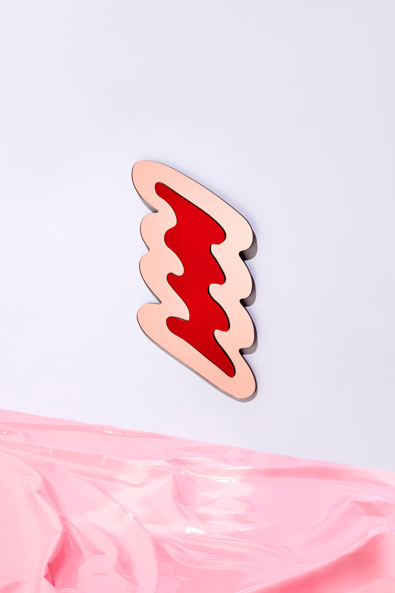 Squiggle mirror - Pink and Red